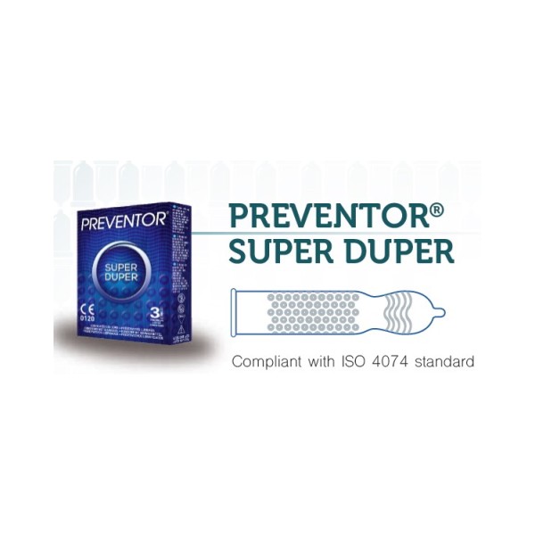 Prezerwatywy prążkowane Super Duper 3szt. Preventor