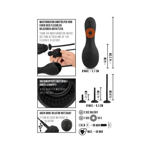 Masturbator z 3 dilatorami Rebel