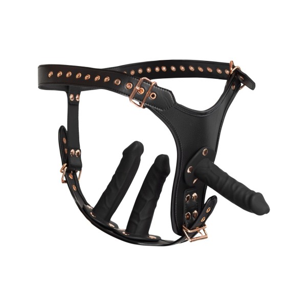 Strap-on z 3 dildami XXL Bad Kitty
