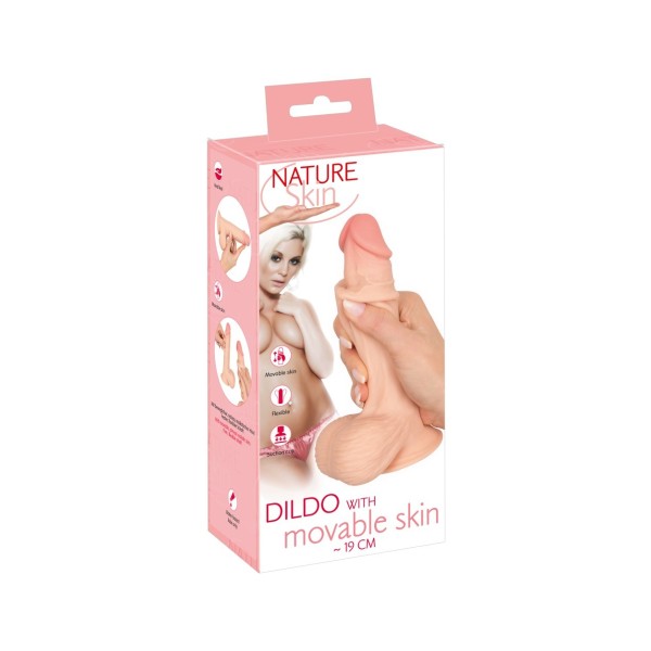 Dildo z ruchomą skórą 18,7cm Nature Skin