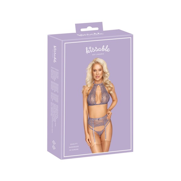 Komplet bielizny z pasem do pończoch Lila L/XL Kissable