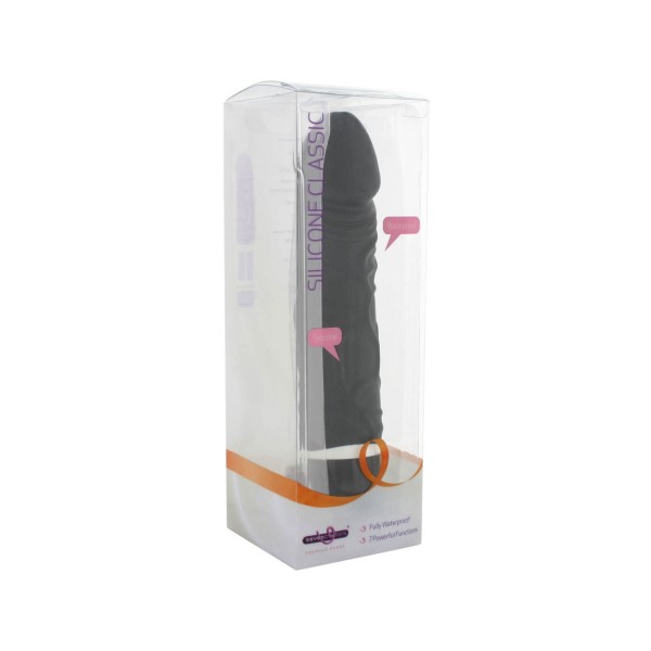Silikonowy klasyczny wibrator dł. 19cm czarny