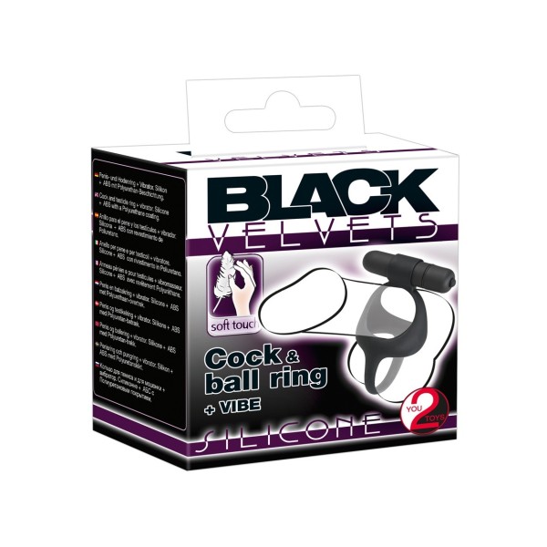 Pierścień na penisa z wibracjami Black Velvets