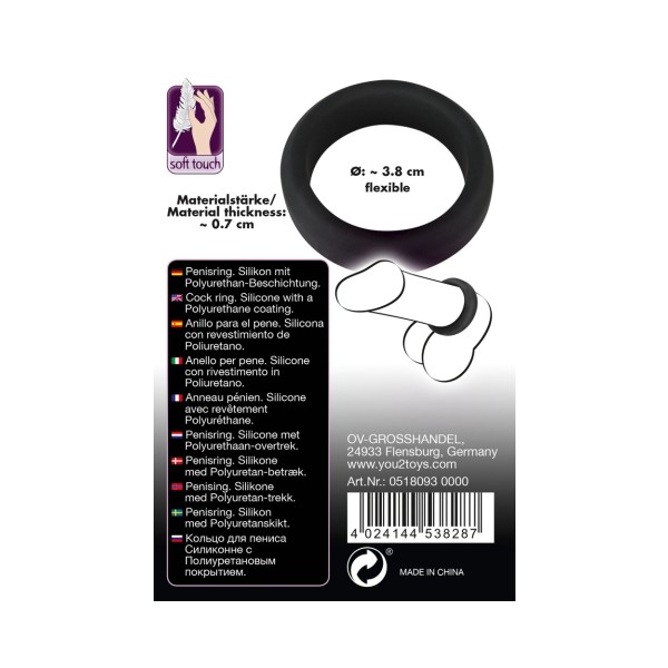 Silikonowy pierścień na penisa Black Velvets 3,8cm