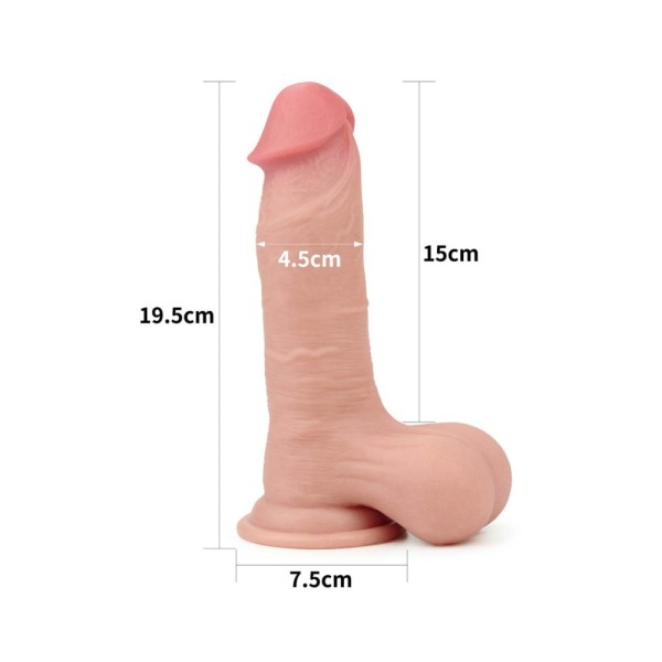 Dildo z przyssawką Sliding Skin Dual Layer 19,5 cm Lovetoy + lubrykant Just Glide 5 x20 ml