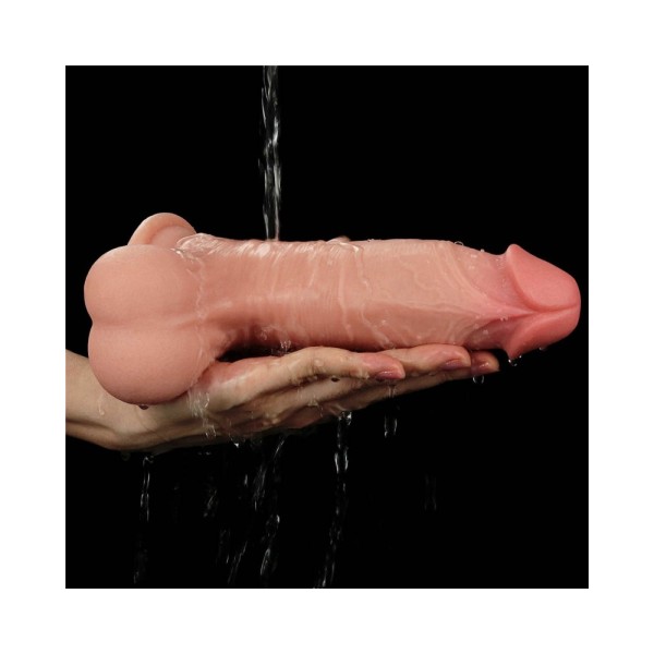 Dildo z przyssawką Sliding Skin Dual Layer 19,5 cm Lovetoy + lubrykant Just Glide 5 x20 ml