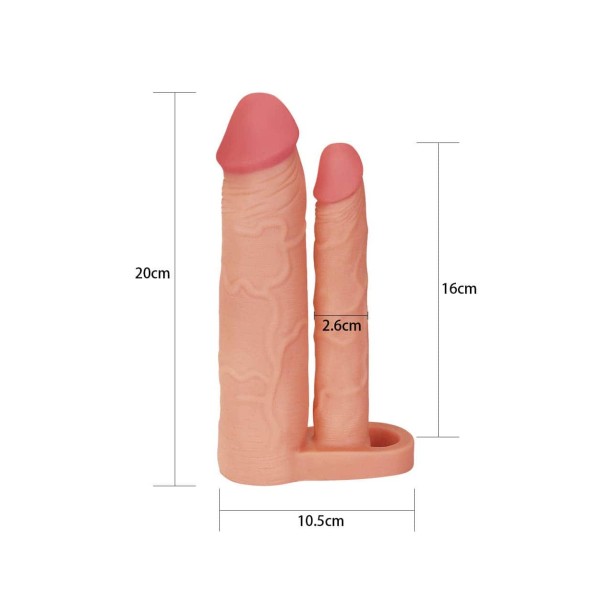 Nakładka Pleasure X-Tender Double Lovetoy + lubrykant Just Glide 5 x 20 ml