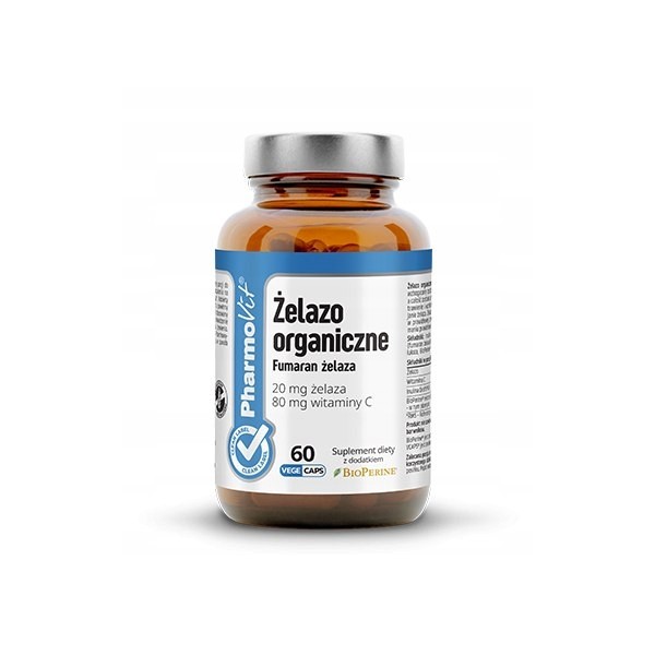 Żelazo organiczne - Fumaran żelaza 20 mg żelaza, 80 mg witaminy C - 60 kapsułek Vcaps®