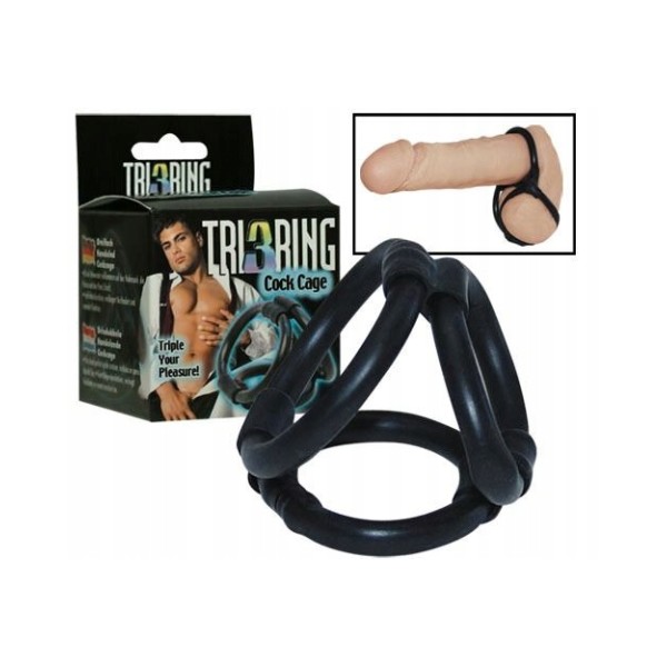 Pierścień - Tri ring Cock cage