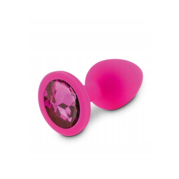 Korek analny silikonowy z różowym kryształem 7,2 cm RelaXxxx