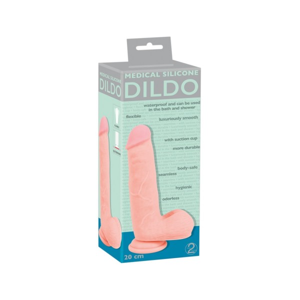 Dildo silikonowe medyczne z przyssawką 20 cm