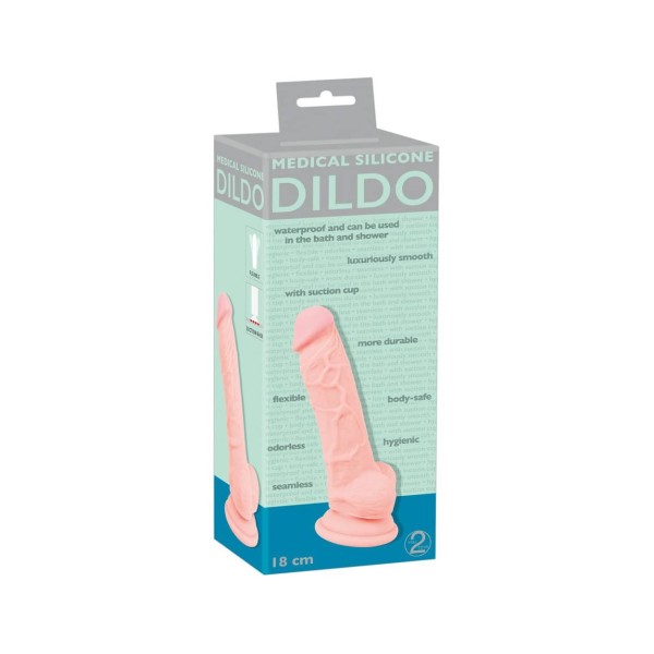 Dildo silikonowe medyczne z przyssawką 18 cm