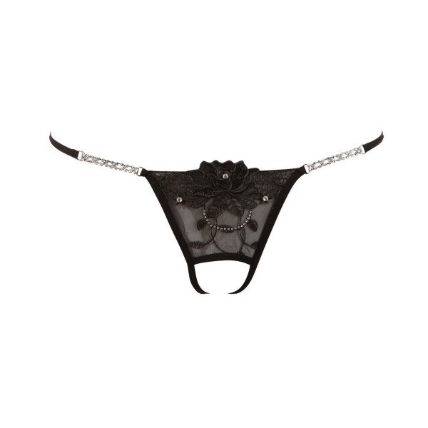 Czarne ozdobne Stringi M/L