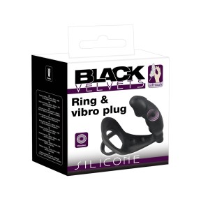 Black Velvets Pierścień z korkiem analnym i wibracjami