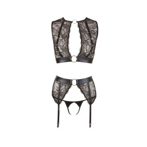 Komplet bielizny Bondage L top stringi kajdanki