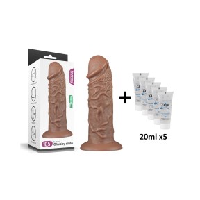 Dildo Chubby z przyssawką 24,5cm Lovetoy + lubrykant Just Glide 5 x 20 ml